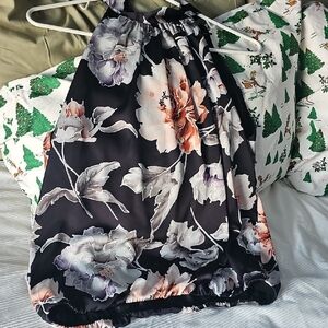 White House Black Market Black Floral Halter Top